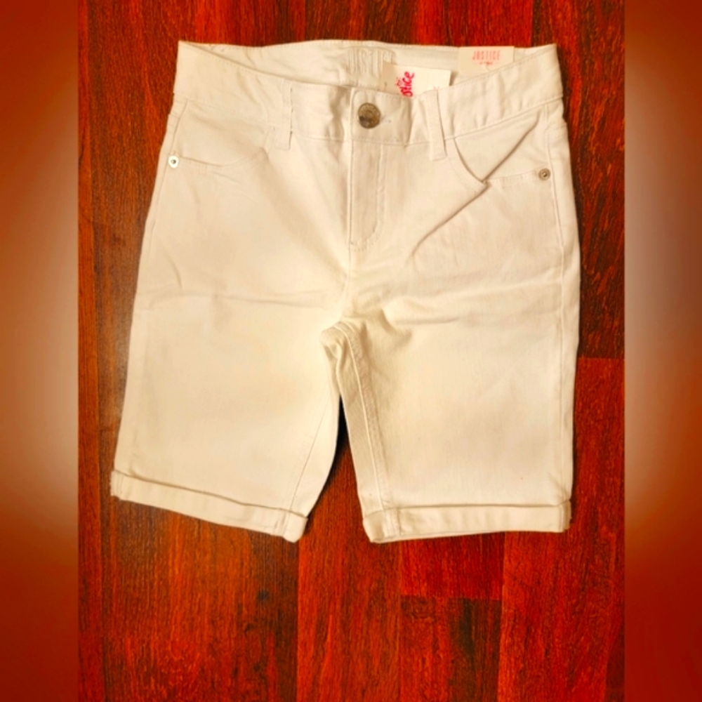 Justice White Bermuda Jean Shorts